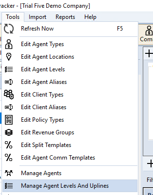 Manage Uplines Menu
