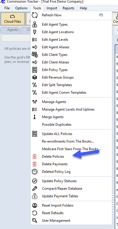 Accessing Delete Policies via Tools
