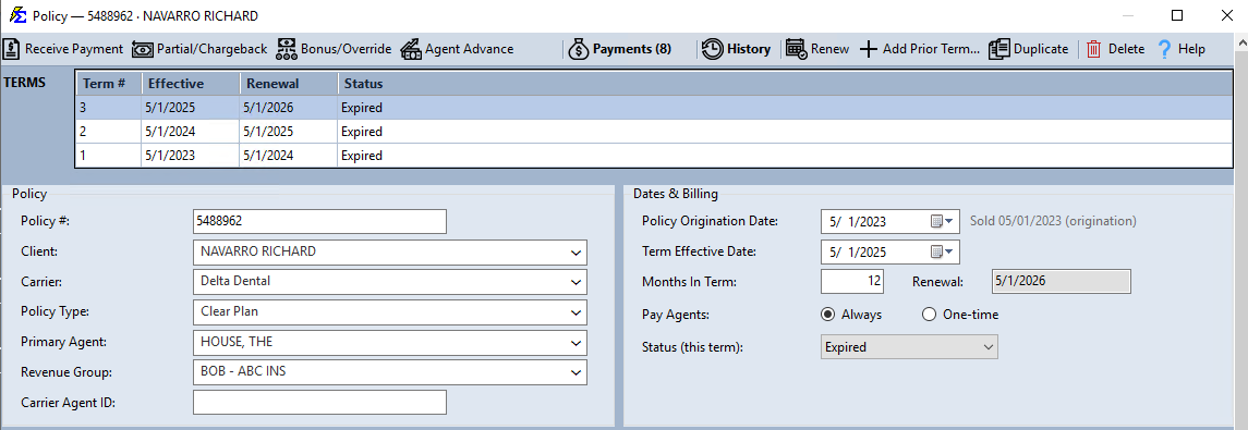 12 Month Policy Example