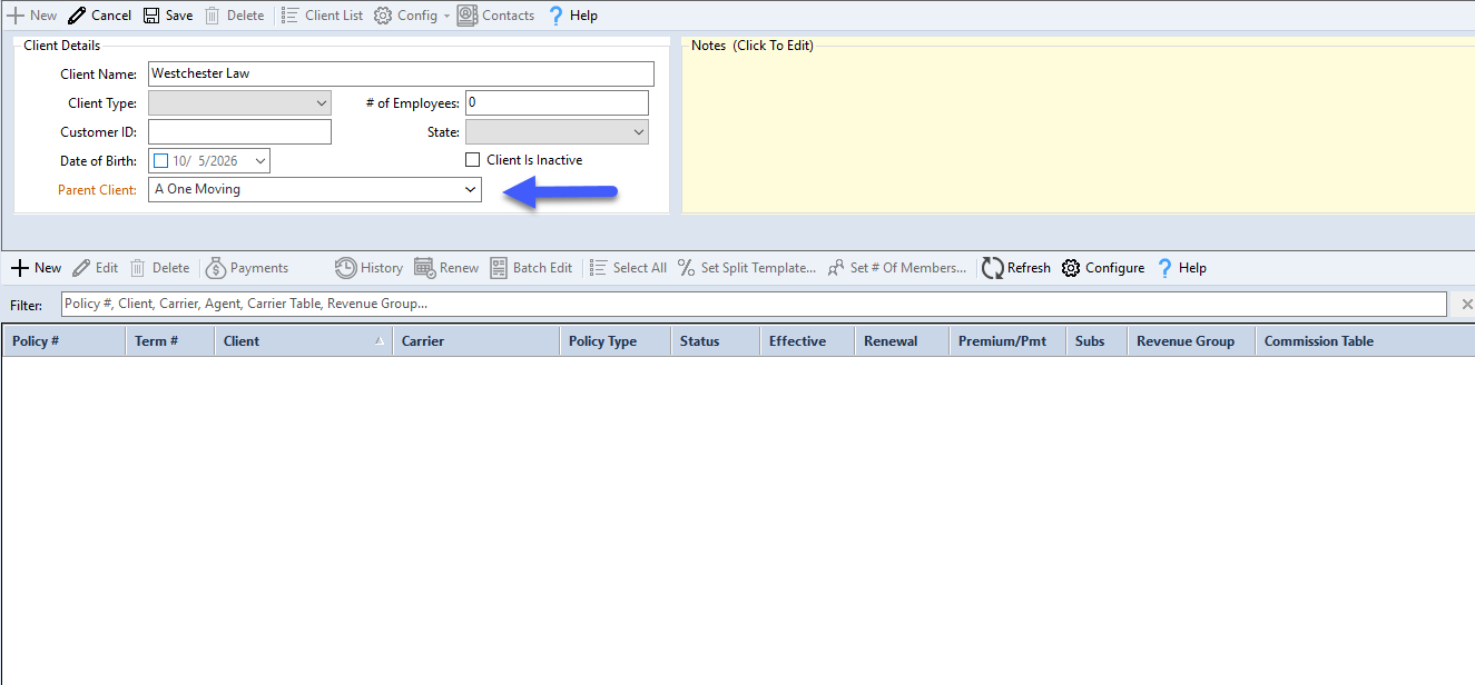 Assigning a Parent Client