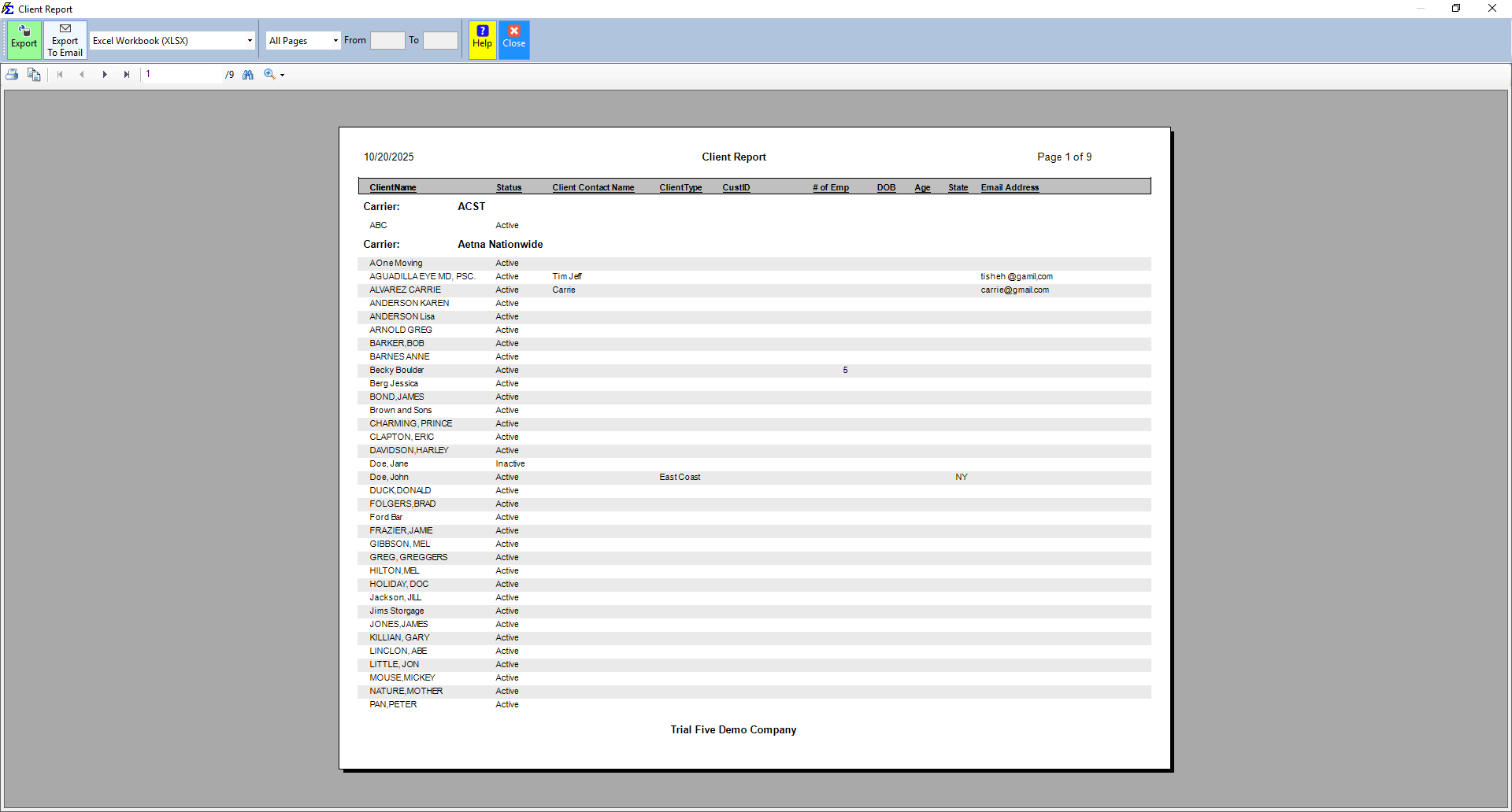 Client Report Results Preview