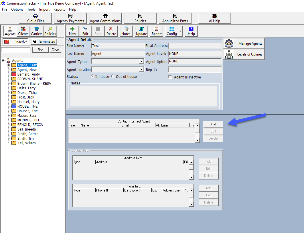Agent Contact Information Settings
