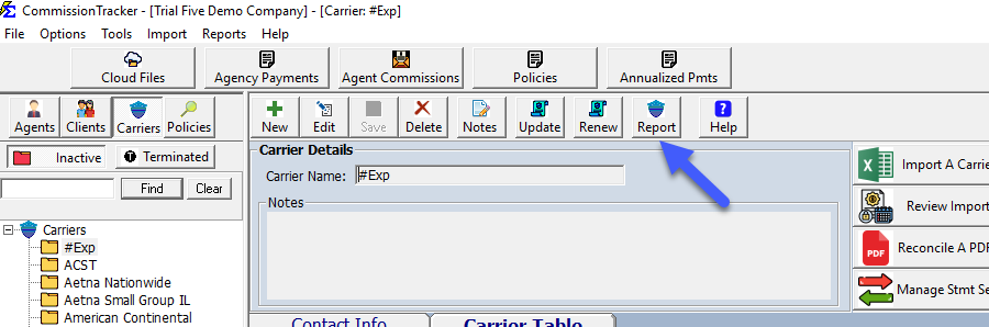 Carrier List Selection Screen