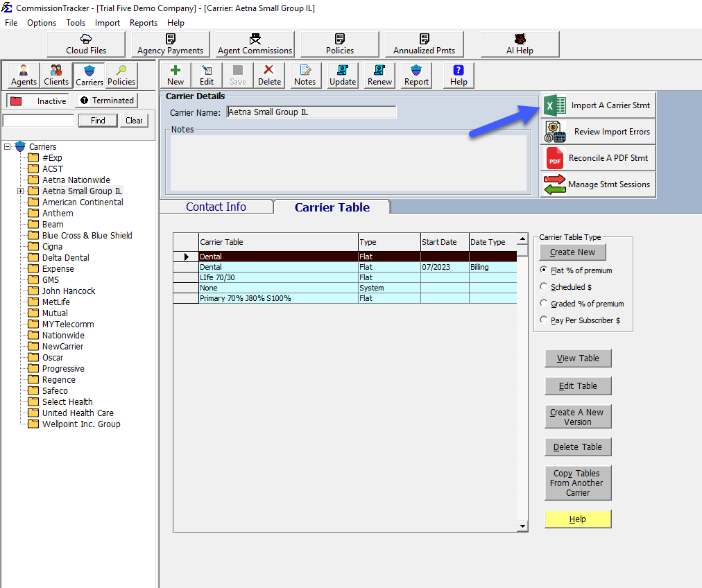 Import Carrier Statement